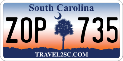 SC license plate ZOP735