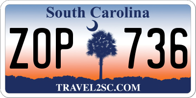 SC license plate ZOP736