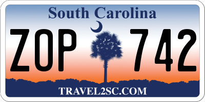 SC license plate ZOP742