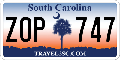 SC license plate ZOP747