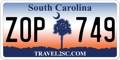 SC license plate ZOP749