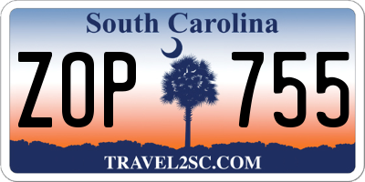 SC license plate ZOP755
