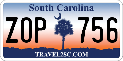 SC license plate ZOP756