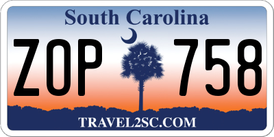 SC license plate ZOP758