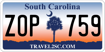 SC license plate ZOP759