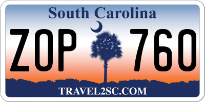 SC license plate ZOP760