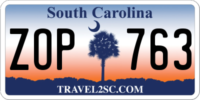 SC license plate ZOP763