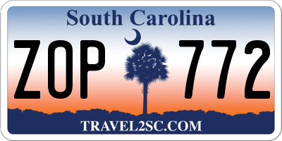 SC license plate ZOP772