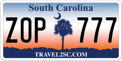 SC license plate ZOP777
