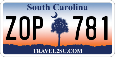 SC license plate ZOP781