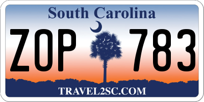 SC license plate ZOP783