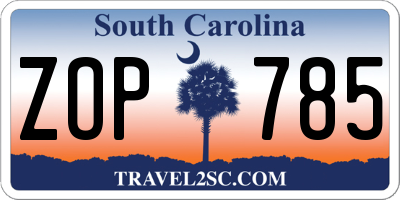 SC license plate ZOP785