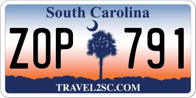 SC license plate ZOP791