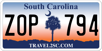 SC license plate ZOP794