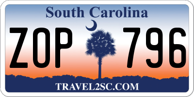 SC license plate ZOP796