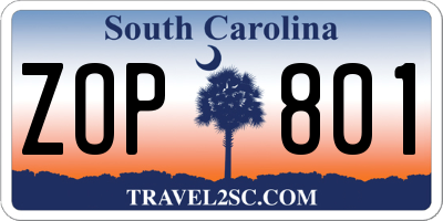 SC license plate ZOP801