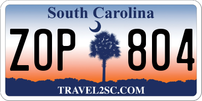 SC license plate ZOP804
