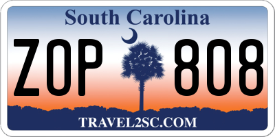 SC license plate ZOP808