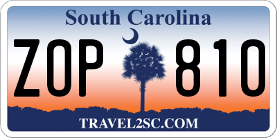 SC license plate ZOP810