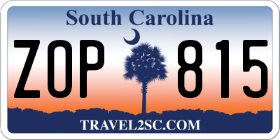 SC license plate ZOP815
