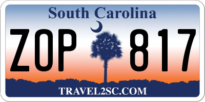 SC license plate ZOP817