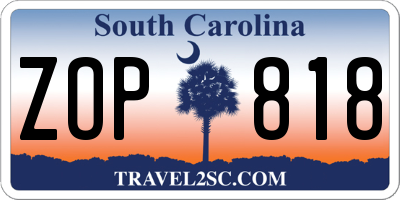 SC license plate ZOP818