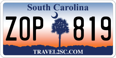 SC license plate ZOP819