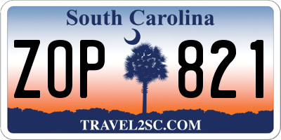 SC license plate ZOP821