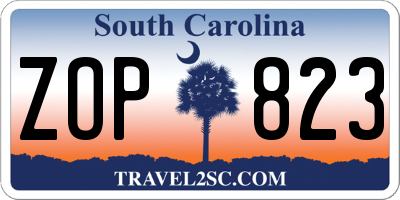 SC license plate ZOP823