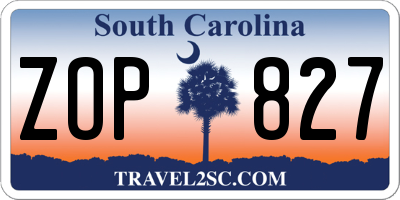 SC license plate ZOP827