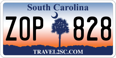 SC license plate ZOP828