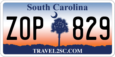 SC license plate ZOP829