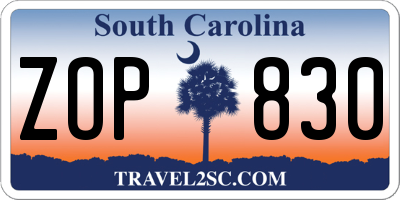SC license plate ZOP830