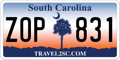 SC license plate ZOP831