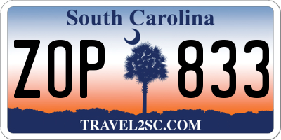 SC license plate ZOP833