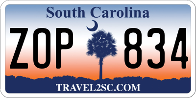 SC license plate ZOP834