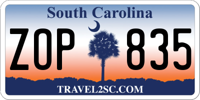 SC license plate ZOP835