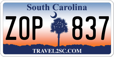 SC license plate ZOP837