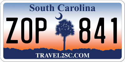SC license plate ZOP841