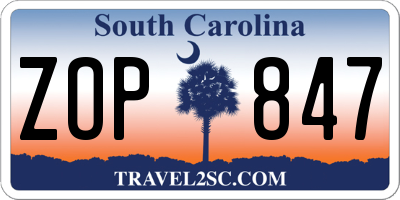SC license plate ZOP847