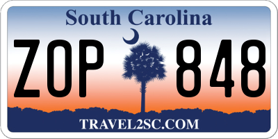 SC license plate ZOP848