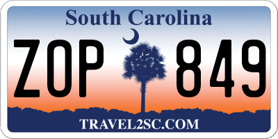 SC license plate ZOP849