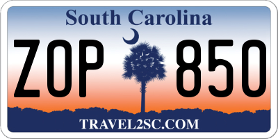 SC license plate ZOP850