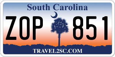 SC license plate ZOP851