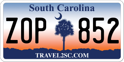 SC license plate ZOP852