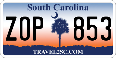 SC license plate ZOP853