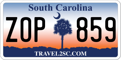 SC license plate ZOP859