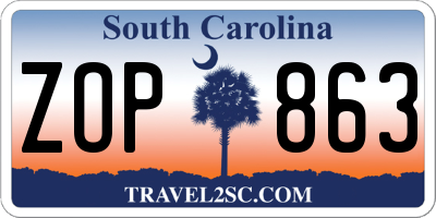 SC license plate ZOP863