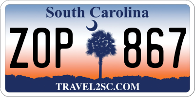 SC license plate ZOP867