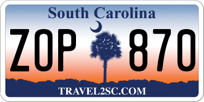 SC license plate ZOP870